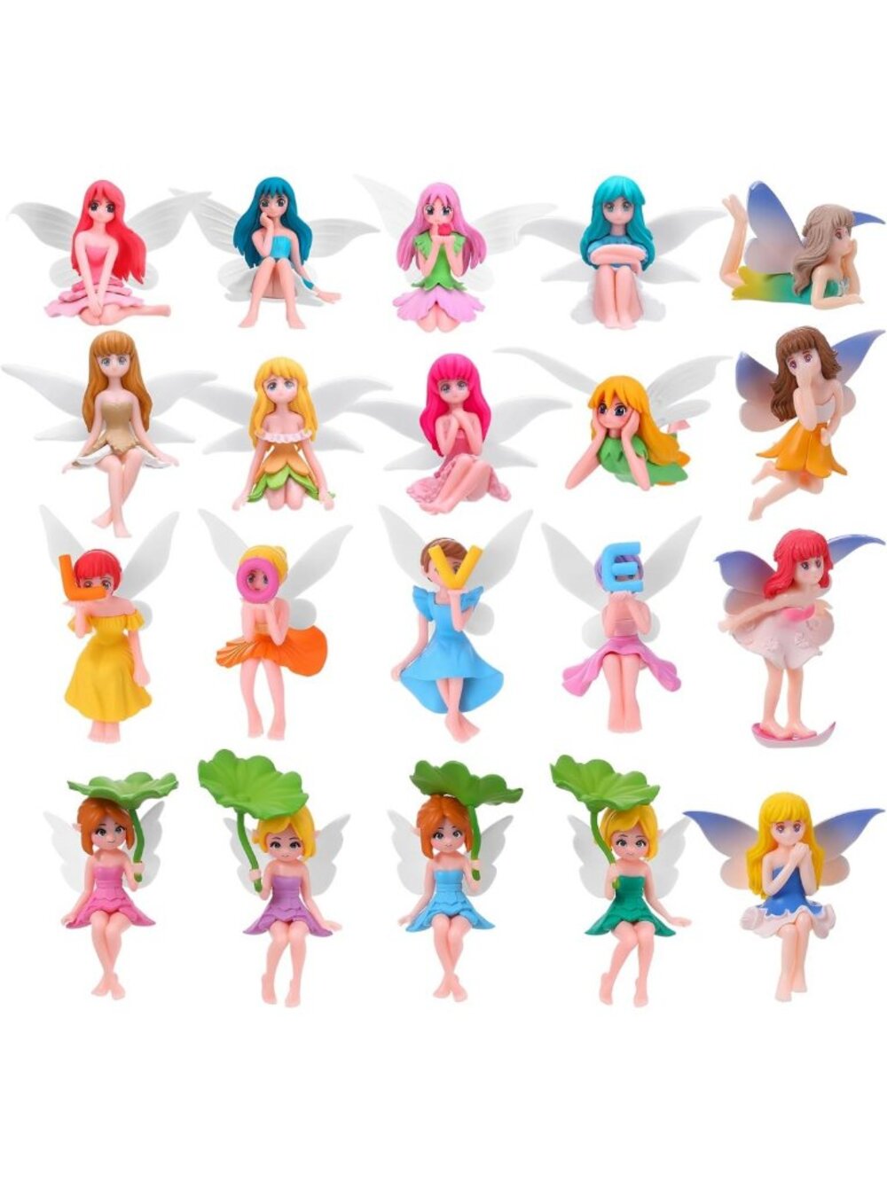 20 Miniature Hand-Painted Fairy Figurines - Small Flower Fairies for Garden